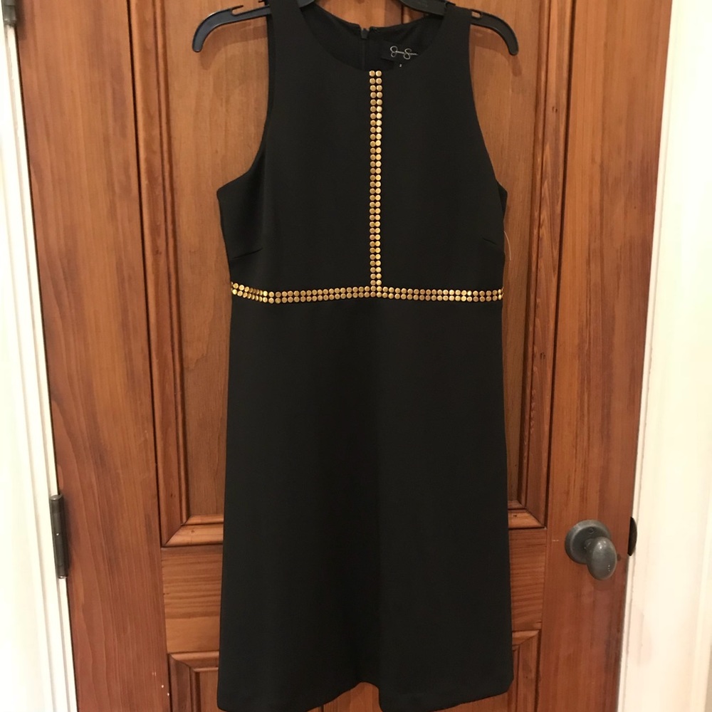 Jessica Simpson black dress with gold stud detail